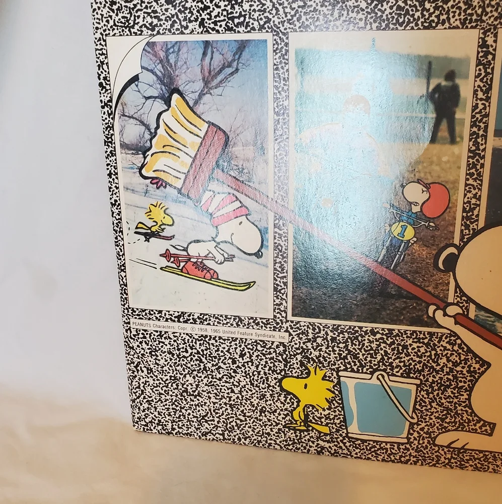 Snoopy Portfolio Fun Graphics Vtg 1966 Woodstock Motocross Skiing Made In USA